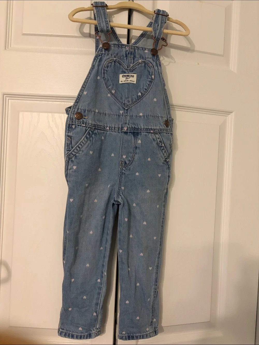 OshKosh B'gosh Overalls with Heart Bib And Heart Pattern All Over Size 2T